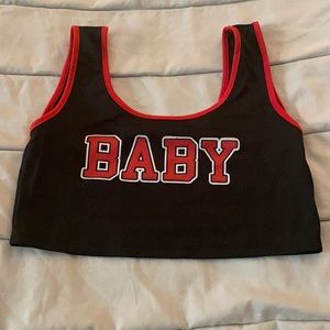 Jersey Black and Red Crop Top